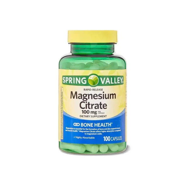 خرید مکمل سیترات منیزیم 100mgپیوسته رهش اسپرینگ والی |Spring Valley Magnesium Citrate 100 mg, Rapid-Release