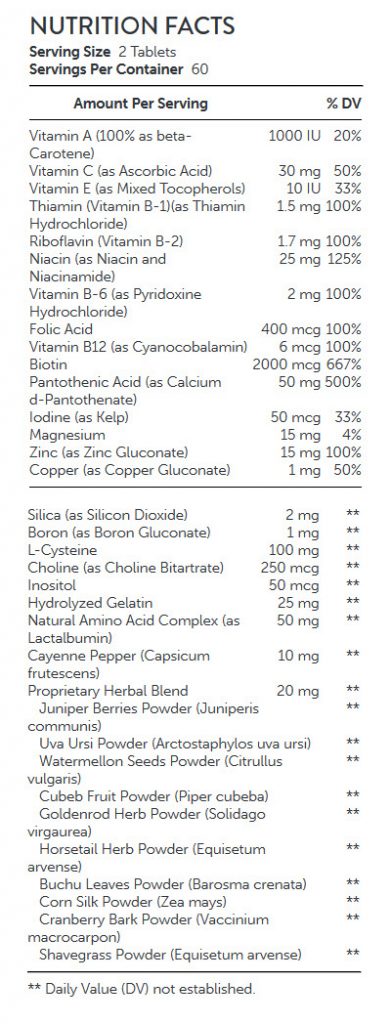 NUTRITION FACTS GNC Ultra NourishHair
