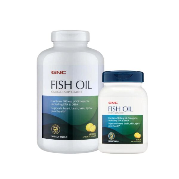 مکمل امگا3 روغن ماهی جی ان سی ۳۶۰ عددی لیمویی | GNC FISH OIL