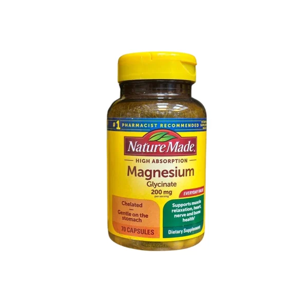 کپسول منیزیم گلیسینات 200 میلی گرم نیچرمید | Magnesium Glycinate 200mg Nature Made