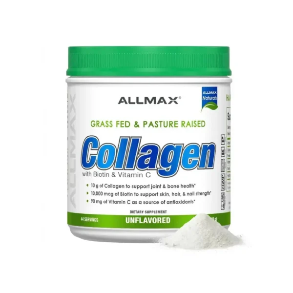پودر کلاژن آلمکس همراه با بیوتین و ویتامین سی | Allmax Collagen Peptides Powder + Vitamins